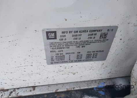 2015 Buick Encore Convenience from USA, damaged, VIN KL4CJBSB0FB217592